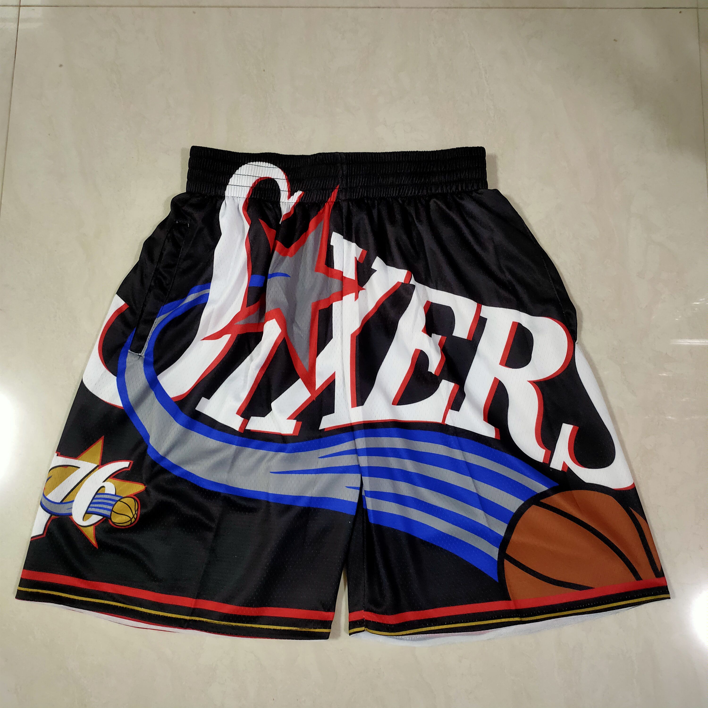 Men NBA 2021 Philadelphia 76ers Black Shorts